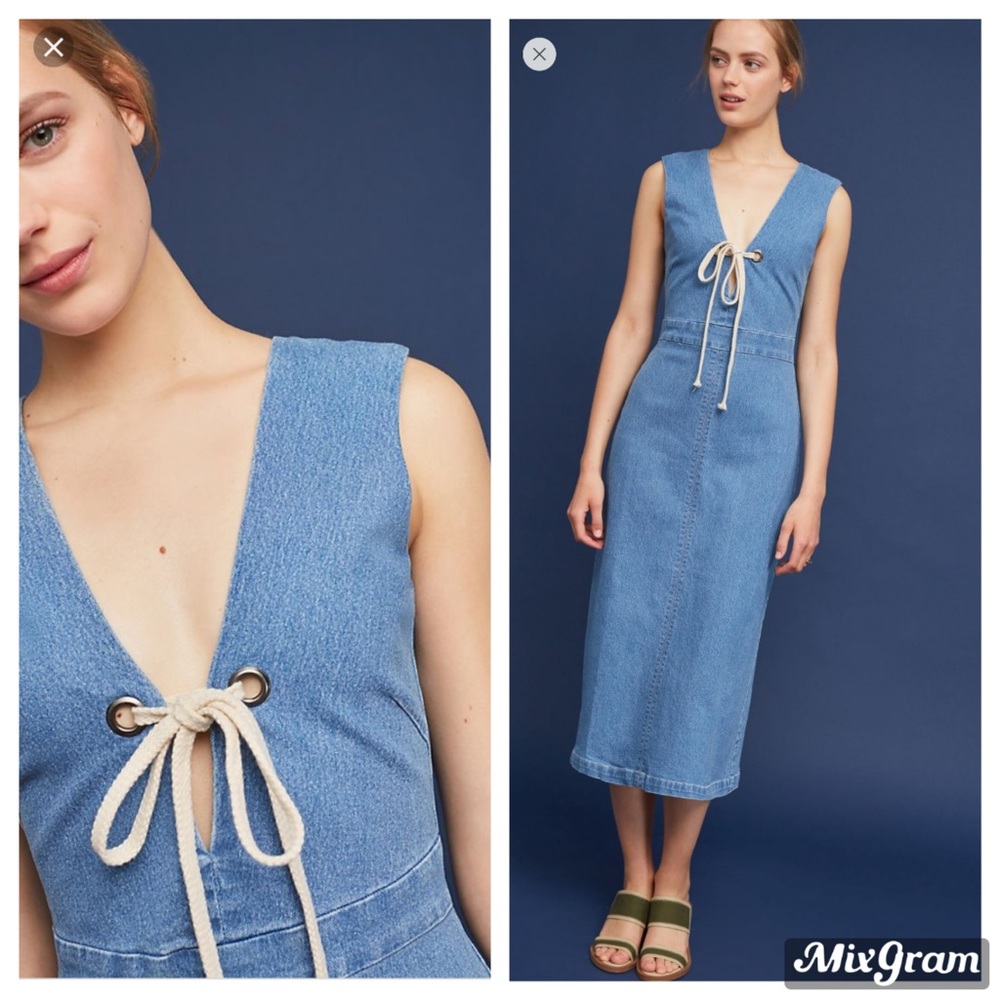 NEW Anthropologie Steele robe tie denim dress